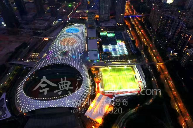无人机航拍深圳会展中心夜景